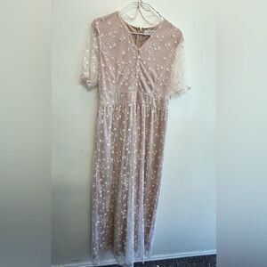 Arbor Embroidered Maxi Dress in Soft Pink